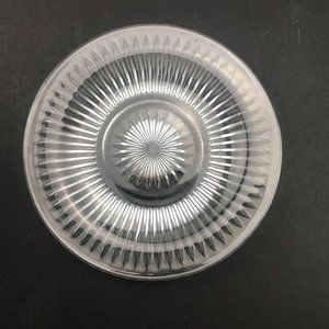 Clear Glass Serving Platter Plate 10" Flower Burst Print